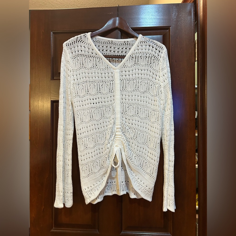 NWOT White Crochet Knit Sweater size small